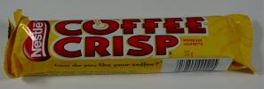 Coffee Crisp = chocolate-covered wafer with a filling